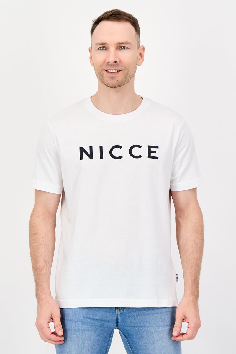 Nicce تي شيرت رجالي بأكمام قصيرة وياقة دائرية بشعار العلامة التجارية، أبيض - Image 1